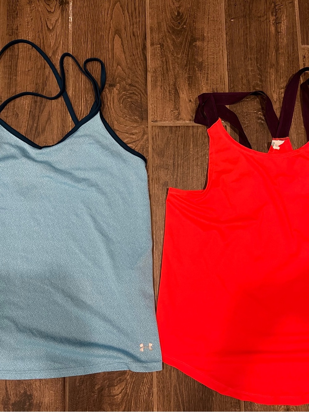 Under Armour Blue Tank Top with Navy Trim/Orange purple trim.